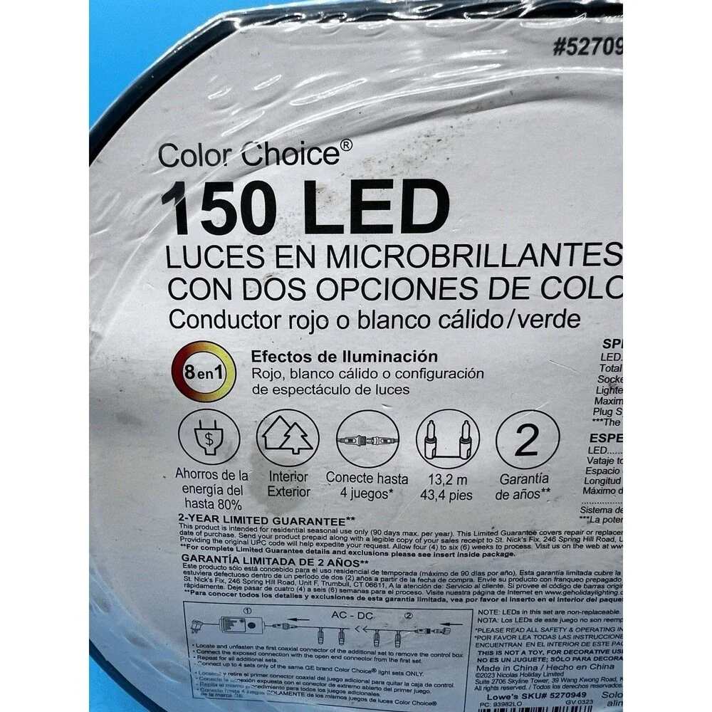 NEW GE COLOR CHOICE 150 COUNT LED DUAL COLOR RED WARM WHITE MICROBRIGHT LIGHTS